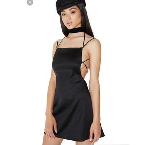 Poster Girl Satin Silk Black Mini Dress LBD